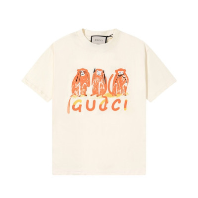 구찌 남/녀 아이보리 크루넥 반팔티 - Gucci Unisex Ivory Short sleeved Tshirts - gu919x