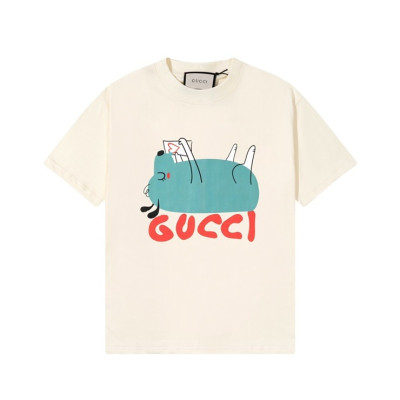 구찌 남/녀 아이보리 크루넥 반팔티 - Gucci Unisex Ivory Short sleeved Tshirts - gu920x