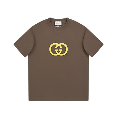 구찌 남/녀 카멜 크루넥 반팔티 - Gucci Unisex Camel Short sleeved Tshirts - gu924x