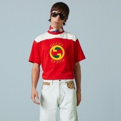구찌 남/녀 레드 크루넥 반팔티 - Gucci Unisex Red Short sleeved Tshirts - gu926x