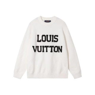 루이비통 남성 화이트 크루넥 니트 - Louis vuitton Mens White Sweaters - lv1924x