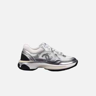 샤넬 여성 CC 로고 샤식스 화이트 실버 테니스 스니커즈 【매장-290만원대】 - Chanel Womens Silver Sneakers - ch529x