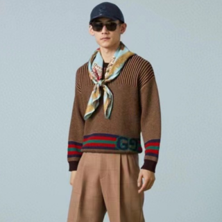 구찌 남성 카키 크루넥 스웨터 - Gucci Mens Khaki Sweaters - gu1131x