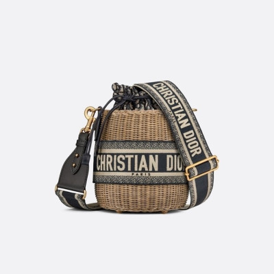디올 여성 네이비 라탄 백 - Dior Womens Navy Bucket Bag - dib856x