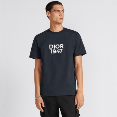 디올 남성 네이비 반팔티 - Dior Mens Navy Short sleeved Tshirts - dic181x