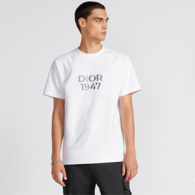 디올 남성 화이트 반팔티 - Dior Mens White Short sleeved Tshirts - dic182x