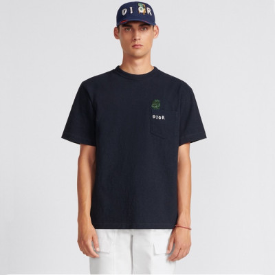 디올 남성 네이비 반팔티 - Dior Mens Navy Short sleeved Tshirts - dic183x