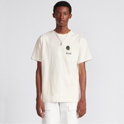 디올 남성 화이트 반팔티 - Dior Mens White Short sleeved Tshirts - dic184x