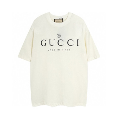 구찌 남성 아이보리 반팔티 - Gucci Mens Ivory Short sleeved Tshirts - guc187x