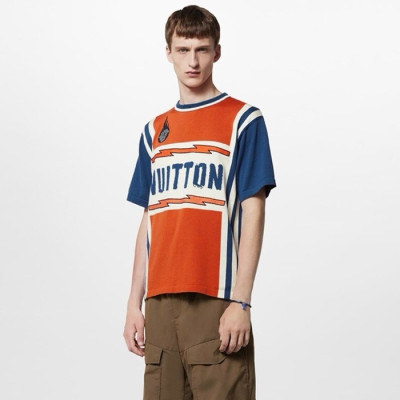 루이비통 남성 오렌지 반팔티 - Louis vuitton Mens Orange Short sleeved Tshirts - lvc192x