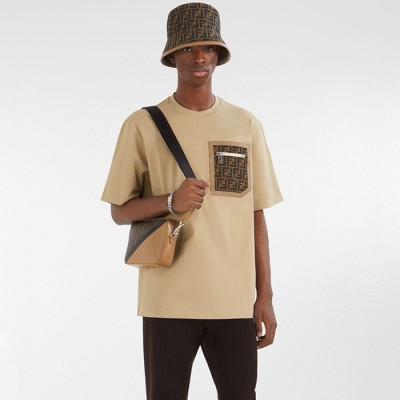 펜디 남성 카멜 반팔티 - Fendi Mens Camel Short sleeved Tshirts - fec203x
