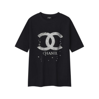 샤넬 남/녀 cc 블랙 반팔티 - Chanel Unisex Black Tshirts - chc340x