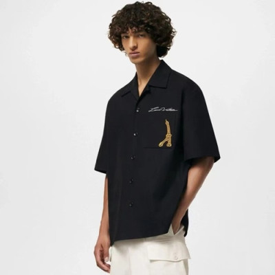 루이비통 남성 블랙 반팔 셔츠 - Louis vuitton Mens Black Shirts - lvc333x