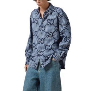 구찌 남성 블루 셔츠 - Gucci Mens Blue Shirts - guc350x