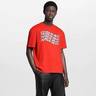 루이비통 남성 레드 티셔츠 - Louis vuitton Mens Red Tshirts - lvc355x