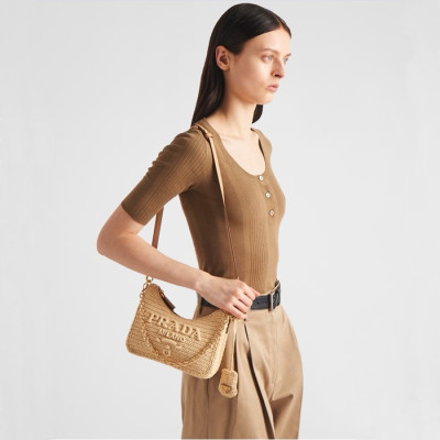 프라다 여성 베이지 라탄백 - Prada Womens Beige Shoulder Bag - prb1582x
