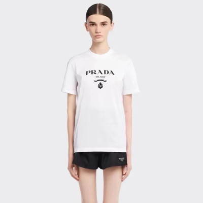 프라다 여성 화이트 반팔 티셔츠 - Prada Women White Tshirts - prc413x