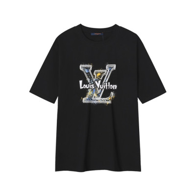 루이비통 남성 블랙 반팔 티셔츠 - Louis vuitton Mens Black Tshirts - lvc439x