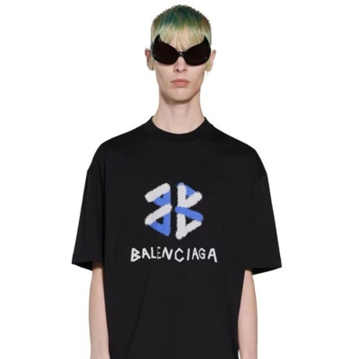 발렌시아가 남성 블랙 반팔 티셔츠 - Balenciaga Mens Black Tshirts - bac435x