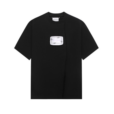 메종 마르지엘라 남/녀 블랙 반팔 티셔츠 - Maison Margiela Unisex Black Tshirts - mac521x