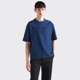 프라다 남성 블루 반팔 티셔츠 - Prada Mens Blue Tshirts - prc365x