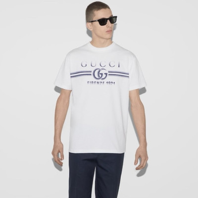 구찌 남성 화이트 반팔 티셔츠 - Gucci Mens White Tshirts - guc621x