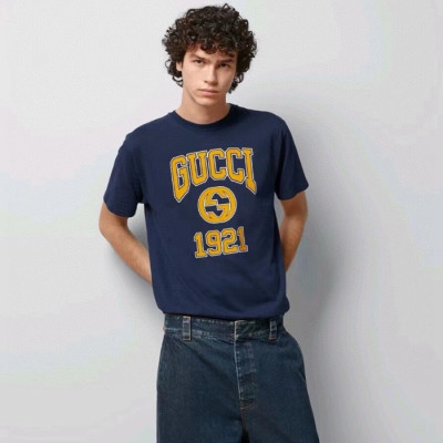 구찌 남성 네이비 반팔 티셔츠 - Gucci Mens Navy Tshirts - guc622x