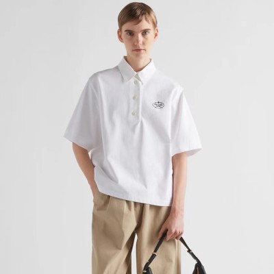 프라다 남성 화이트 반팔 폴로 티셔츠 - Prada Mens White Tshirts - prc631x