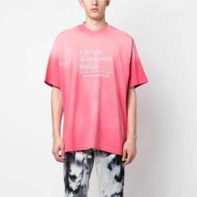 베트멍 남/녀 핑크 반팔 티셔츠 - Vetements Unisex Pink Tshirts - vec659x