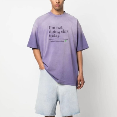 베트멍 남/녀 퍼플 반팔 티셔츠 - Vetements Unisex Purple Tshirts - vec660x