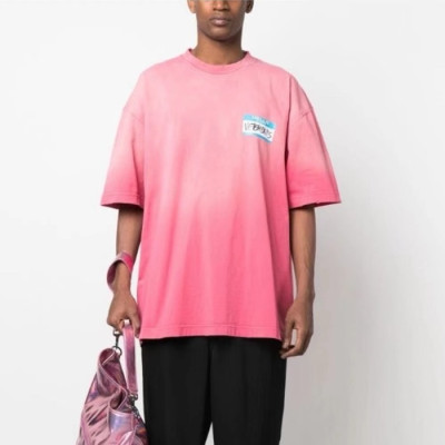베트멍 남/녀 핑크 반팔 티셔츠 - Vetements Unisex Pink Tshirts - vec662x