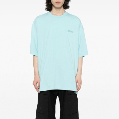 베트멍 남/녀 블루 반팔 티셔츠 - Vetements Unisex Blue Tshirts - vec682x