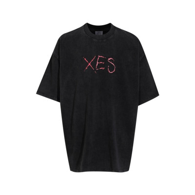 베트멍 남/녀 블랙 반팔 티셔츠 - Vetements Unisex Black Tshirts - vec686x