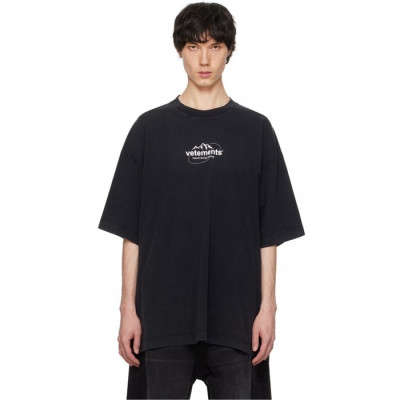 베트멍 남/녀 블랙 반팔 티셔츠 - Vetements Unisex Black Tshirts - vec698x