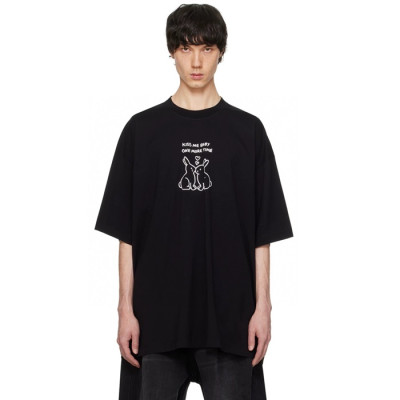 베트멍 남/녀 블랙 반팔 티셔츠 - Vetements Unisex Black Tshirts - vec700x
