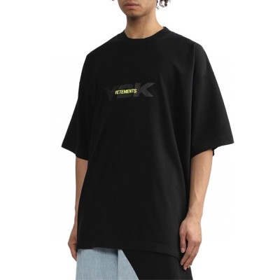 베트멍 남/녀 블랙 반팔 티셔츠 - Vetements Unisex Black Tshirts - vec704x